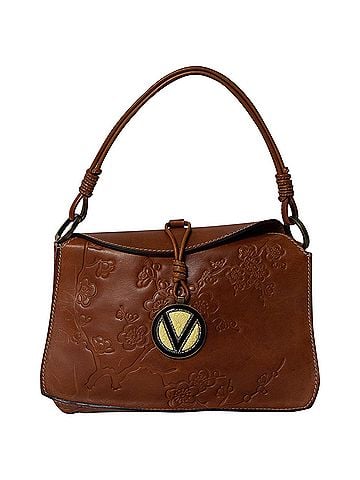 Mario Valentino Valentino Garavani Flower Embossed Hobo Bag in Brown Leather (view 1)