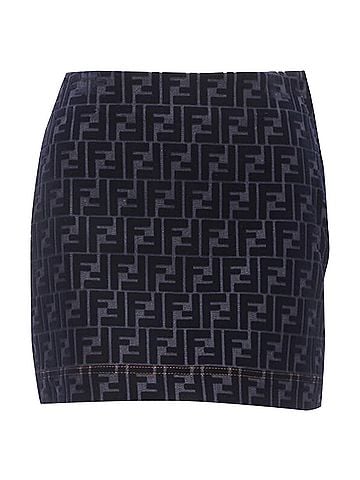 Fendi Fendi FF Zucca monogram velvet flocking mini denim skirt (view 1)