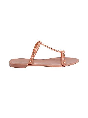Stuart Weitzman Stuart Weitzman Jelly Sandals with Pearl in Peach Pink Rubber (view 1)