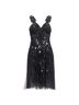 Versace 100% Cotton Black Versace sequins bead embellishment ruffle strap dress Size 6 - photo 1