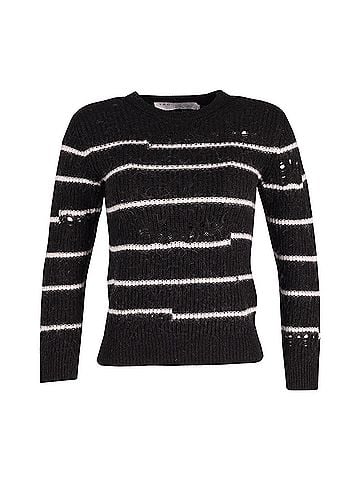 IRO Iro Cleon Striped Knit Sweater in Black Acrylic (view 1)