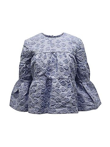 CO Co Tiered Seeksucker Swing Blouse in Blue Acrylic (view 1)