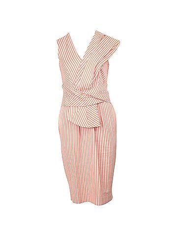 Sportmax Sportmax Stripe Print Dress in Orange Cotton (view 1)