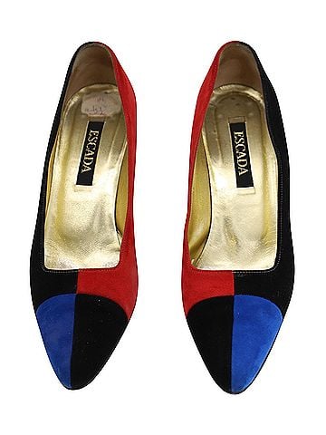 Escada Escada 80s Color Block Court Heels in Multicolor Suede (view 2)