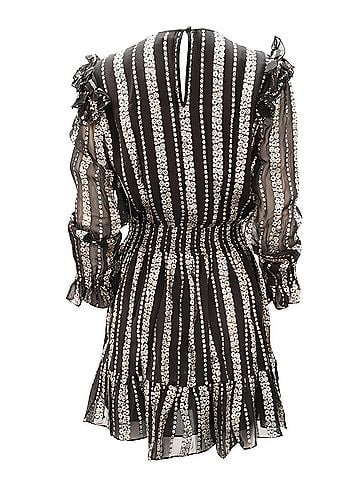 Michael Kors Michael Kors Ruffled Metallic Jacquard Mini Dress in Black Viscose (view 2)