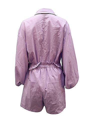 Tibi Tibi Baptise Pajama Romper with Waist Tie in Purple Cotton (view 2)