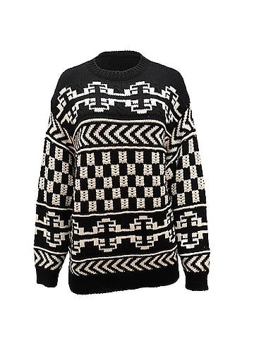 Alanui Alanui Aztec Print Sweater in Black Wool (view 1)