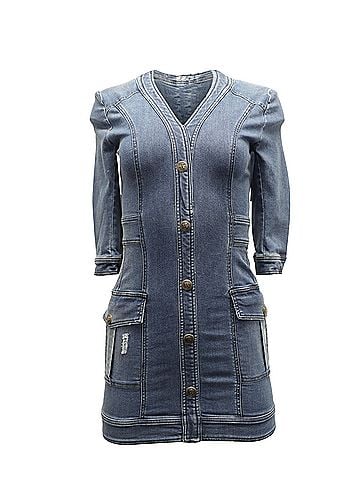 Pierre Balmain Pierre Balmain Mini Dress in Blue Denim (view 1)