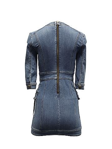 Pierre Balmain Pierre Balmain Mini Dress in Blue Denim (view 2)