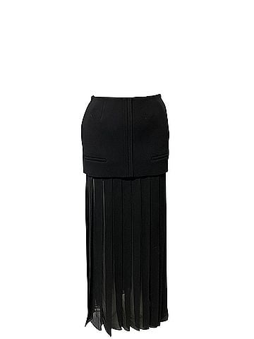 Vera Wang Vera Wang Pleated Maxi Skirt in Black Acetate (view 1)