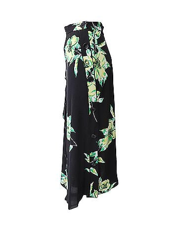 Proenza Schouler Proenza Schouler Lily Print Asymmetric Skirt in Black and Green Silk (view 2)