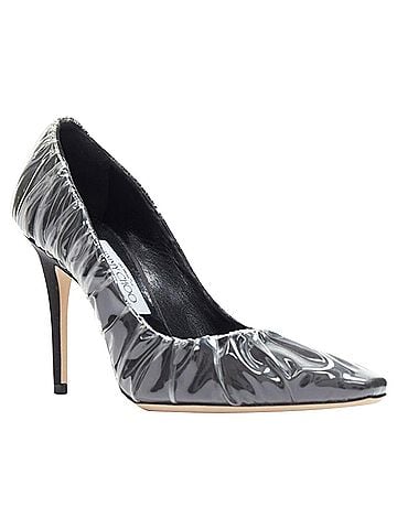 Jimmy Choo Off-White Jimmy Choo satin transparent ruche high heel shoes (view 2)