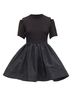 Alexander McQueen 100% Cotton Black Alexander Mcqueen Cold Shoulder Fit Flared Taffeta Skirt Dress Size 4 - photo 1