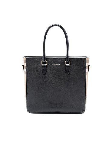 Burberry Leather and Mega Check Canvas Banwell Tote (view 1)