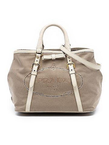 Prada Canvas Canapa Logo Bow Satchel (view 1)