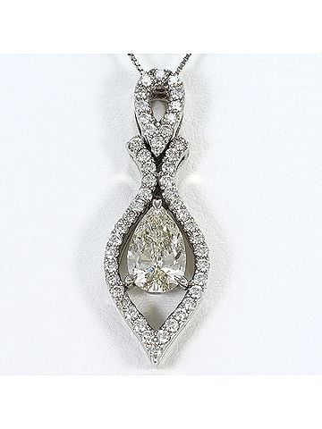 Unbranded 18K (18-karat white gold) necklace with 1.023ct yellow diamond and 0.47ct (SI2 clarity), certified, total weight 4.7g, 40cm length, like new condition. (view 1)