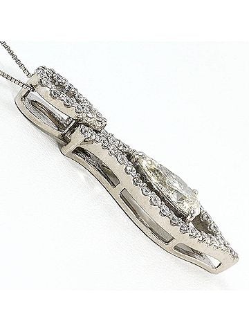 Unbranded 18K (18-karat white gold) necklace with 1.023ct yellow diamond and 0.47ct (SI2 clarity), certified, total weight 4.7g, 40cm length, like new condition. (view 2)