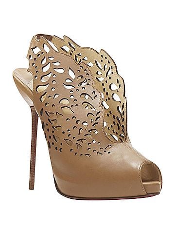 Christian Louboutin Christian Louboutin Markesling tan laser cut peep toe bootie (view 2)