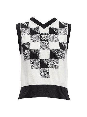 Chanel Chanel cashmere graphic check cc logo sweater vest (view 1)