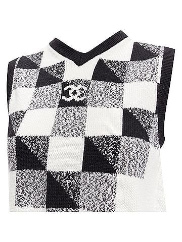 Chanel Chanel cashmere graphic check cc logo sweater vest (view 2)