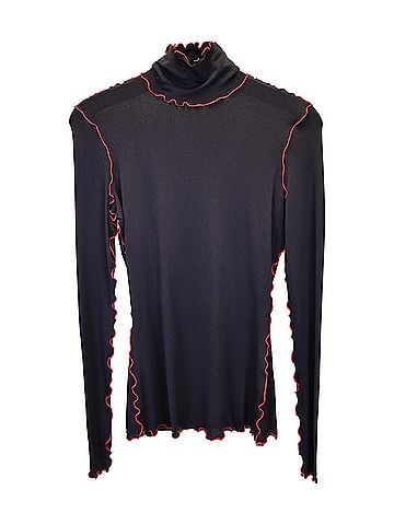 Proenza Schouler Proenza Schouler Ruffle Trim Turtleneck in Black Viscose (view 1)