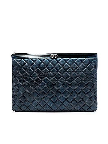 Chanel Large Quilted Metallic Lambskin Boy O Case Clutch (view 1)