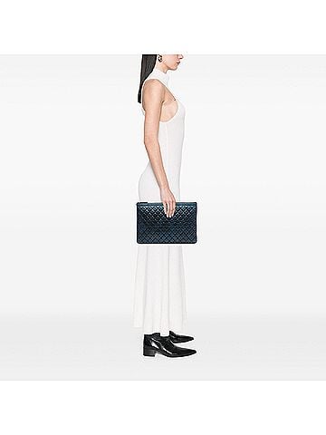 Chanel Large Quilted Metallic Lambskin Boy O Case Clutch (view 2)