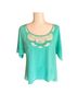 Altar'd State 100% Polyester Green White Short Sleeve T-Shirt Size M - photo 1