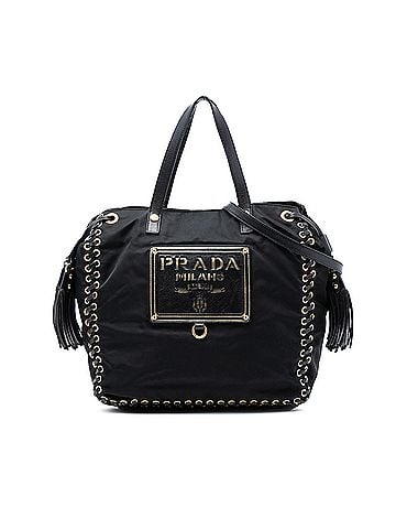 Prada Tessuto Whipstitched Logo Oro Tassel Satchel (view 1)
