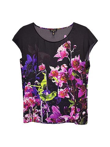 Escada Escada Floral Cap Sleeve Top in Black Silk (view 1)
