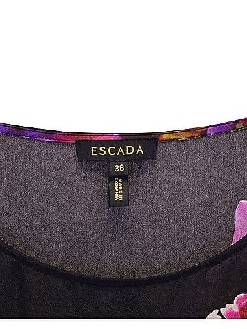 Escada Escada Floral Cap Sleeve Top in Black Silk (view 2)