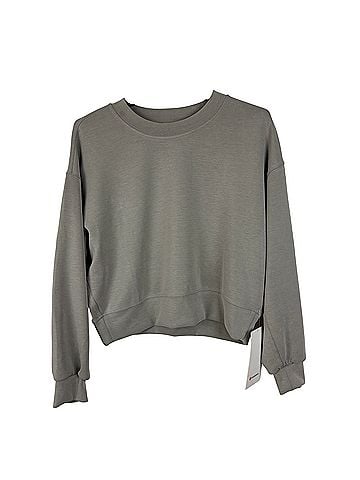 Lululemon Athletica  perfectly oversized crop crew in softstream fabric in Riverstone color  Sweatshirt (view 1)