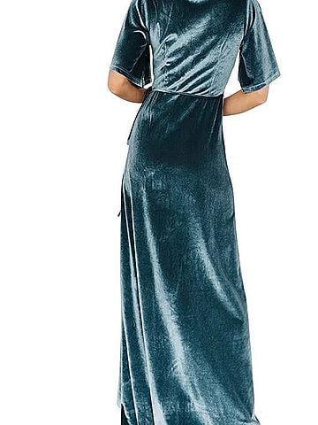 Baltic Born Deep Blue Velvet Wrap Maxi Dress Cocktail Dress (view 2)