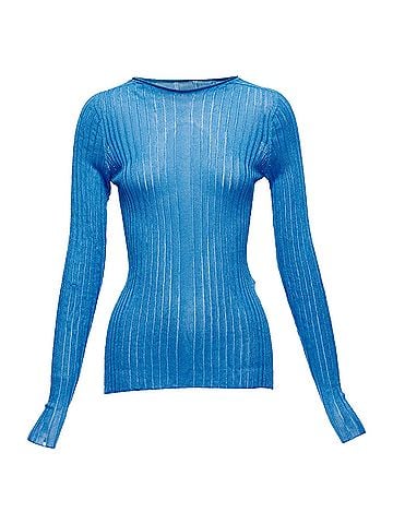 Céline Celine Phoebe Philo Semi Sheer Viscose Bateau Neck Ribbed Sweater (view 1)