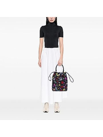 Prada Mesh Leather and Floral Printed Tessuto Tote (view 2)
