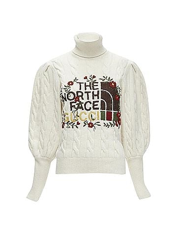 Gucci Gucci The North Face wool floral logo embroidery cable knit turtleneck (view 1)