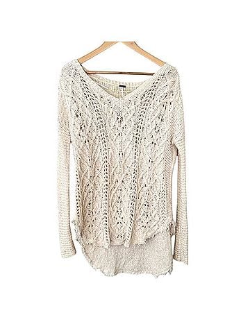 Free People Open Knit Cream Sweater Boho Hi Low  Casual Sweaters (view 1)