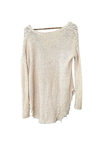 Free People Open Knit Cream Sweater Boho Hi Low  Casual Sweaters (view 2)