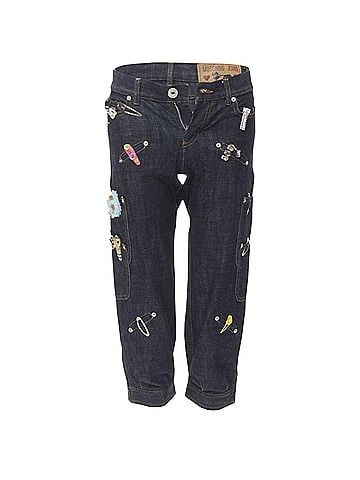 Moschino Moschino denim hair clip embroidery cargo jeans (view 1)