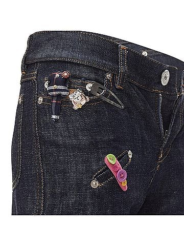 Moschino Moschino denim hair clip embroidery cargo jeans (view 2)
