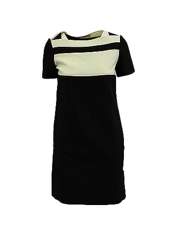 Emilio Pucci Emilio Pucci Color Block Short Sleeve Dress in Black and Cream Wool (view 1)