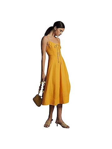 Anthropologie Lace Up Midi Dress Casual Dress (view 1)