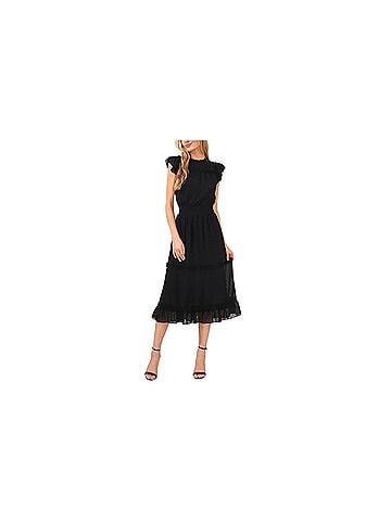 CeCe Ruffled Flutter Sleeve Swiss Dot Midi Dress Casual Dress (view 1)