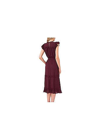 CeCe Ruffled Flutter Sleeve Swiss Dot Midi Dress Casual Dress (view 2)