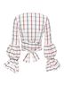 Rosie Assoulin 100% Cotton White Rosie Assoulin checked seersucker puff sleeve wrap top Size 0 - photo 5