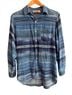 Chico's 100% Silk Stripes Blue Button-Down Shirt Size M - photo 1