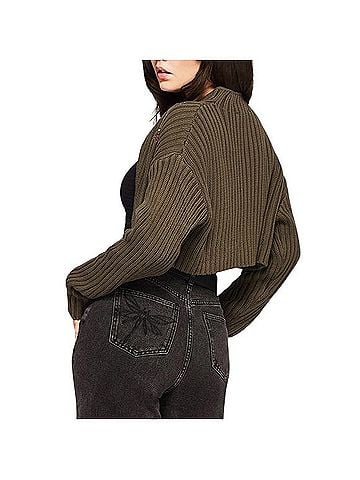 Disturbia Olive Embroidered Cardigan Sweater Vest (view 2)