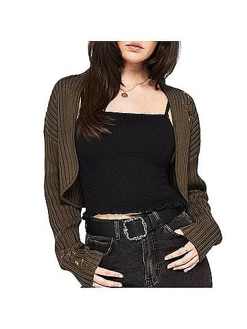 Disturbia Olive Embroidered Cardigan Sweater Vest (view 1)