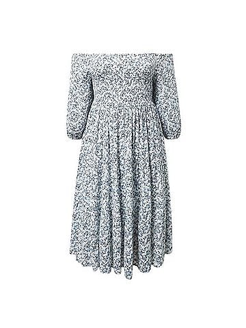 Torrid Ditsy Floral Washable Gauze Off The Shoulder Dress Casual Dress (view 1)