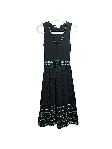 Maje Maje Paris little black midi dress with green details Casual Dress (view 1)
